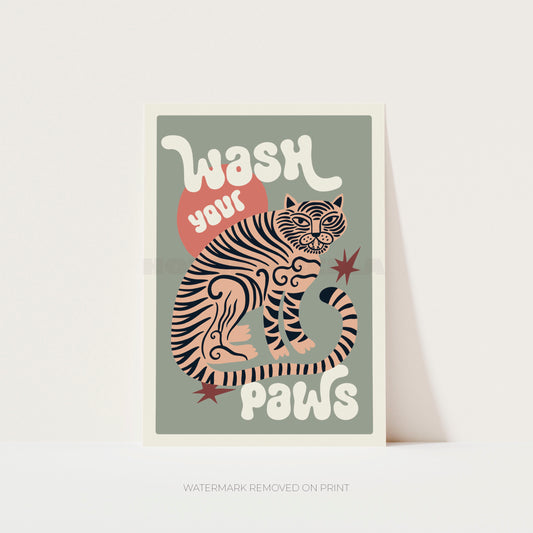 Wash Your Paws Bathroom Wall Art print