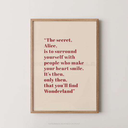 Framed print with a quote on a beige background