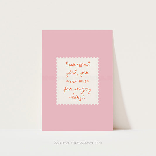 Beautiful Girl art print in pink – House of Zella