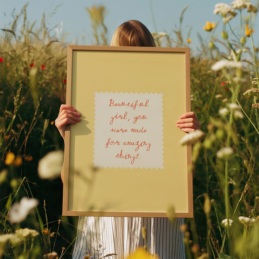 Beautiful Girl art print in Yellow – House of Zella