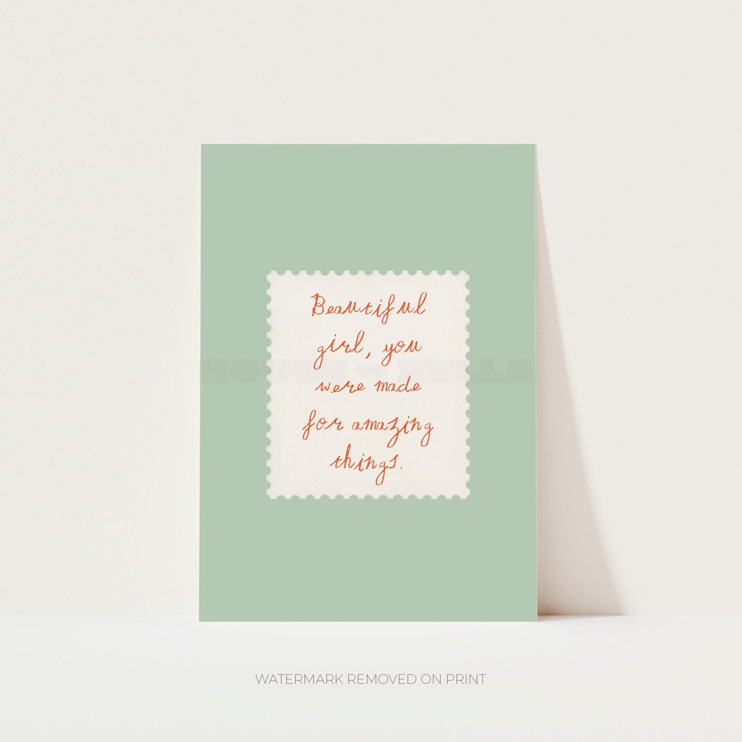 Motivational card with text on a light green background