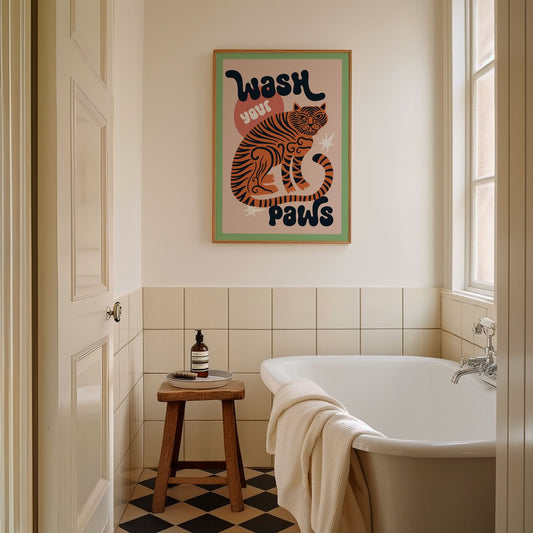 Wash Your Paws Bathroom Wall Art print - Wall Art Print - House of Zella